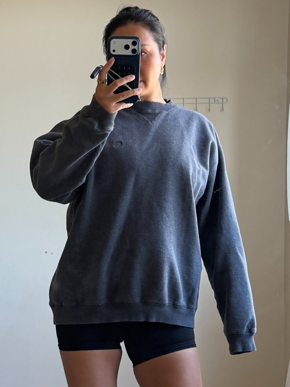 Vintage FILA Crewneck Sweatshirt | Distressed Charcoal Gray | Oversized Fit | XL